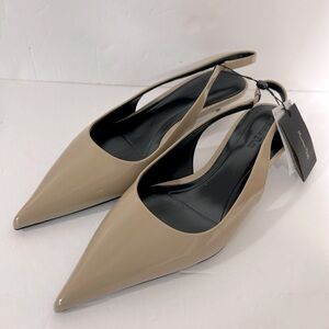 NWT Massimo Dutti nude beige slingbacks kitten heels women’s size 9